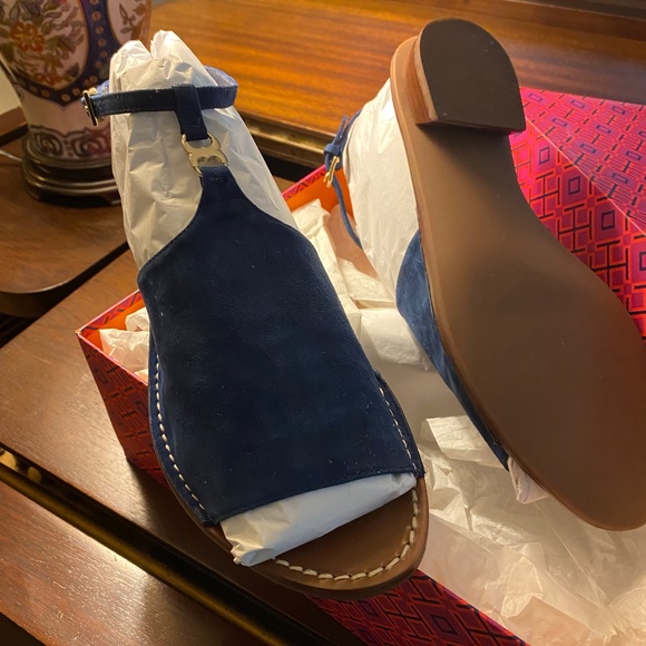 TROY BURCH ROYAL NAVY SUEDE SANDALS SIZE 9.5 - Picture 4 of 6